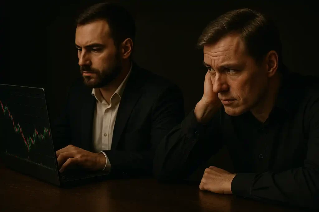 Трейдер и инвестор за столом
